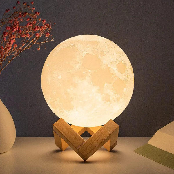 8cm Moon Lamp LED Night Light Battery Powered With Stand Starry Lamp Bedroom Decor Night Lights Kids Gift Moon Lamp - megapoint.com